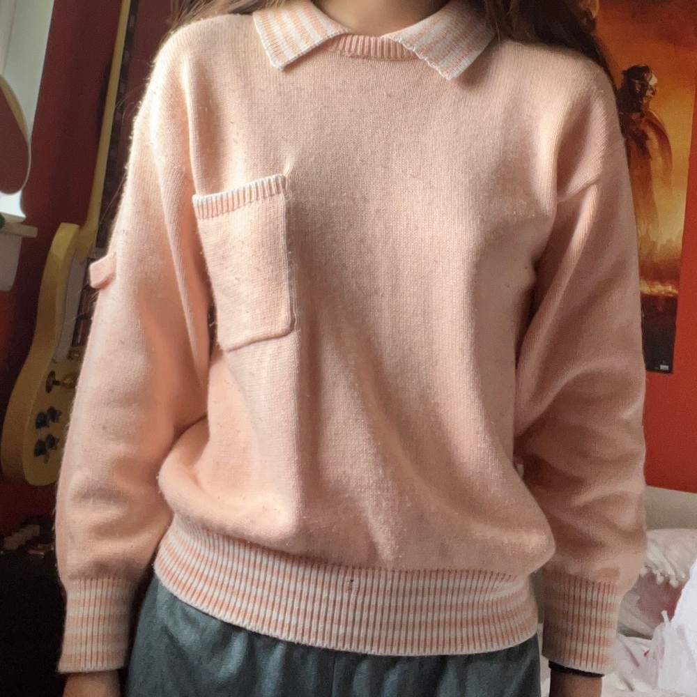 pastel pink school girl sweater!